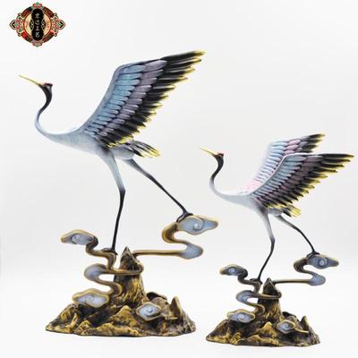 宏达 黄铜彩绘 鹤寿延年 中式家居玄关铜器仙鹤摆件