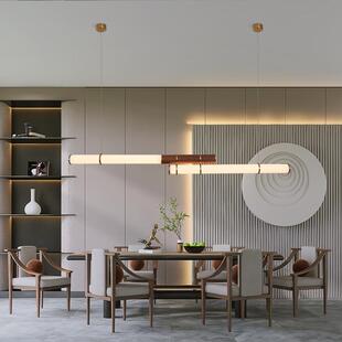 新中式 饰灯禅意茶室茶桌灯具 长条餐厅吊灯北欧现代简约餐桌吧台装
