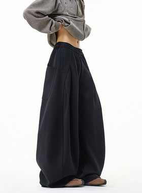 轩罕弯刀裤男款垂感直筒重磅美式拖地阔腿宽松百搭镰刀休闲长裤子