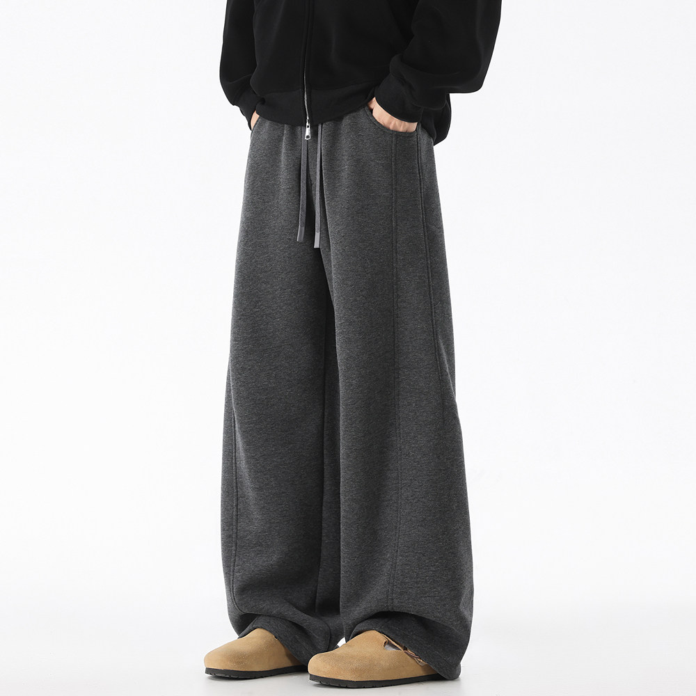 轩罕深灰色弯刀裤男款爆款2026新款男士卫裤美式垂感阔腿直筒裤子,男装,卫裤,淘宝优惠券,粉丝福利购,淘宝优惠卷