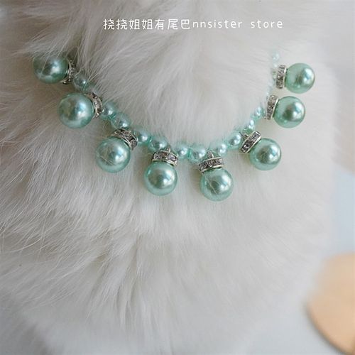 猫咪珍珠项链法式复古吊坠公主钻英短围脖可爱宠物狗狗项圈配饰品