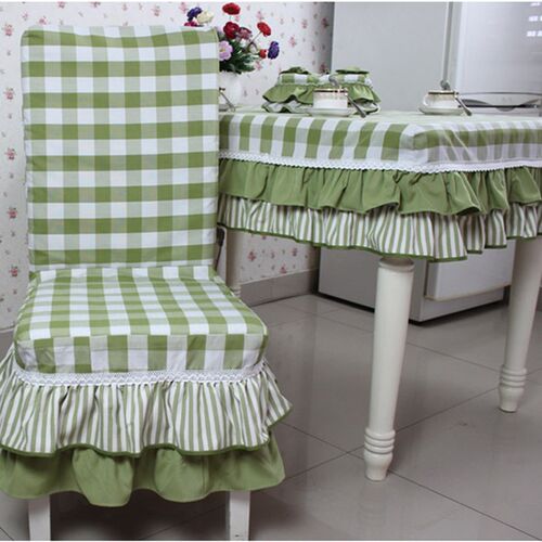 绿色格子田园连体椅套夹棉椅垫椅套餐椅套定做定制韩式椅套