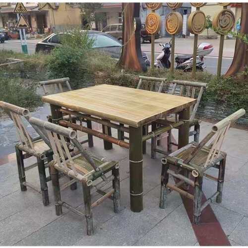 手工竹桌椅椅子组合户外庭院家用桌子茶几围炉阳台煮茶家具八仙桌