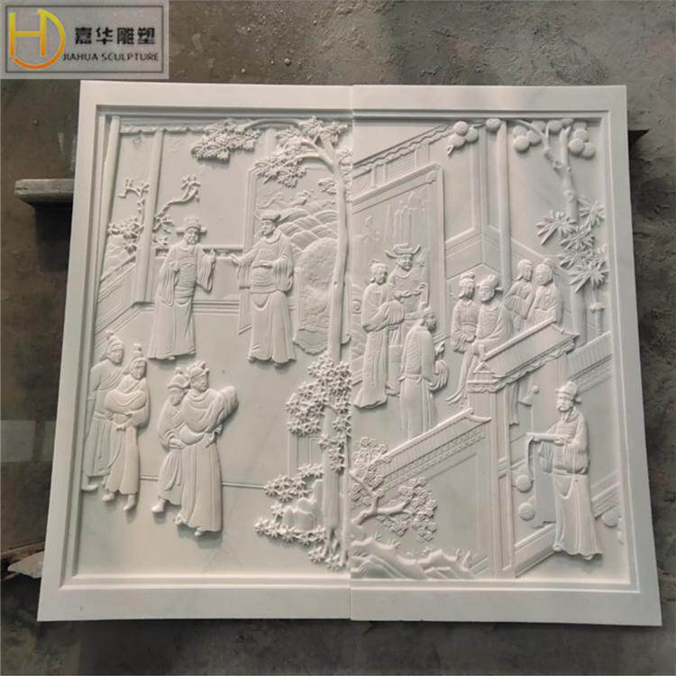 汉白玉浮雕古代人物大理石墙壁浮雕砂岩浮雕石雕石材浮雕壁画雕刻