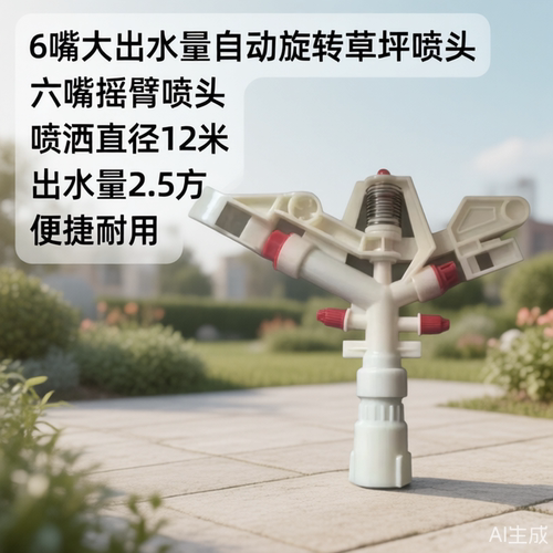 6嘴大出水量自动旋转草坪喷头