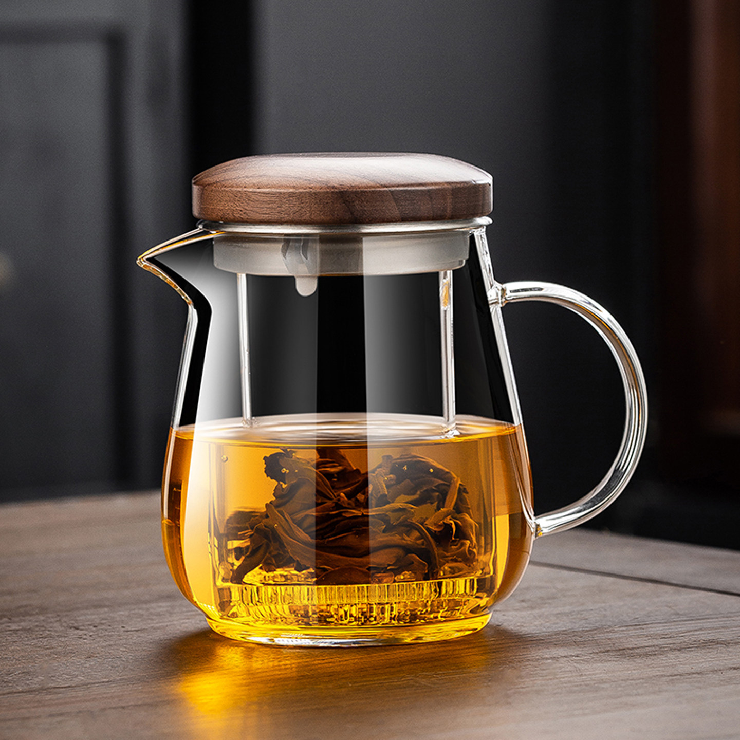 加厚玻璃泡茶壶茶水分离家用功夫茶具红茶泡茶杯办公沏茶杯耐高温