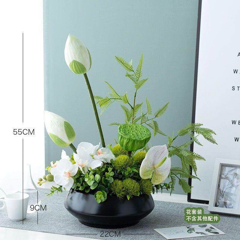 荷花仿真花中式禅意摆件客厅餐桌民宿假花酒店餐厅装饰摆设花艺