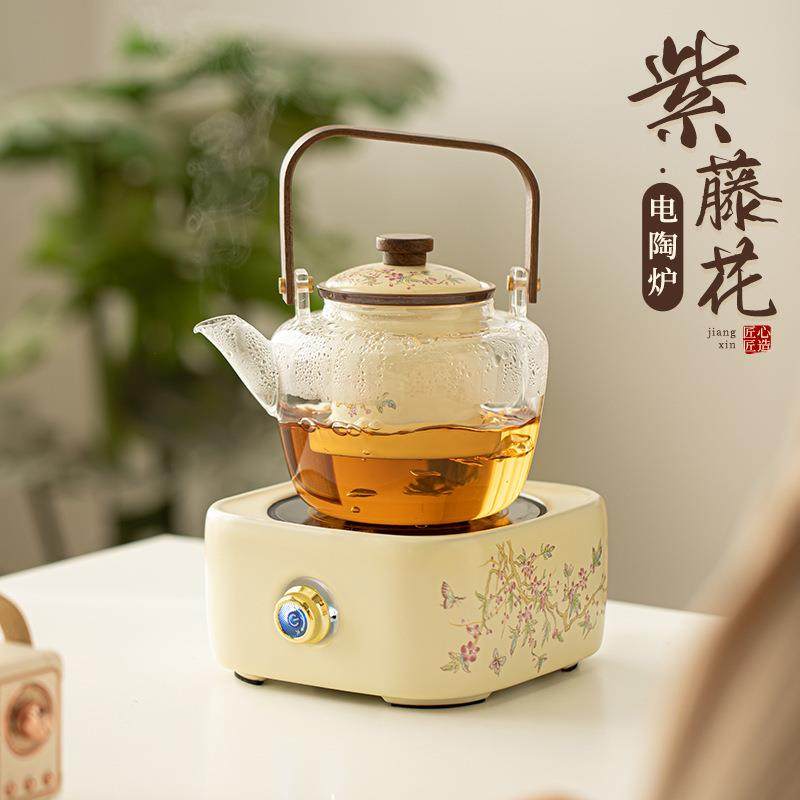 汝窑紫藤花电陶炉 养生壶家用泡茶室内烧水器玻璃耐高温茶水分离,鲜花速递/花卉仿真/绿植园艺,割草机/草坪机,淘宝优惠券,粉丝福利购,淘宝优惠卷