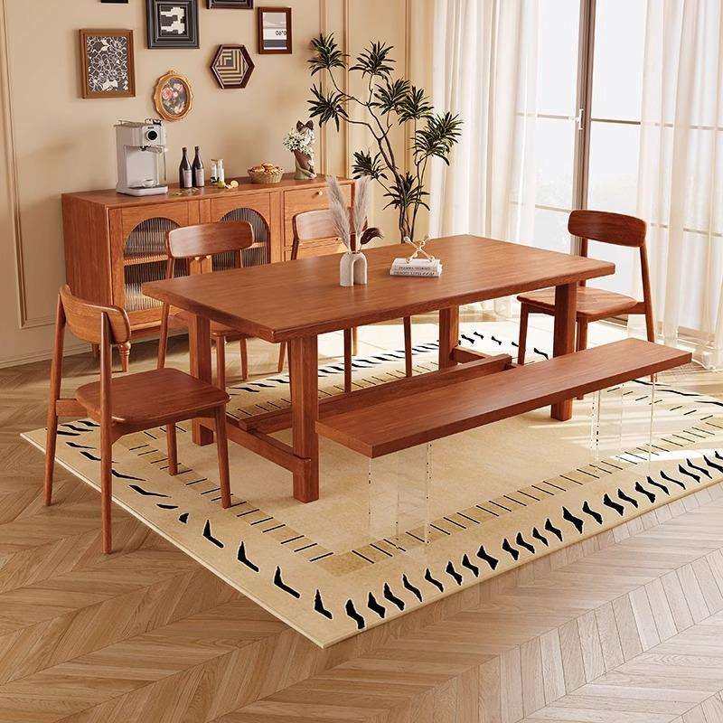 中古风实木长方形餐桌茶桌两用法式小户型家用饭桌复古餐桌椅组合,3C数码配件,USB灯,淘宝优惠券,粉丝福利购,淘宝优惠卷