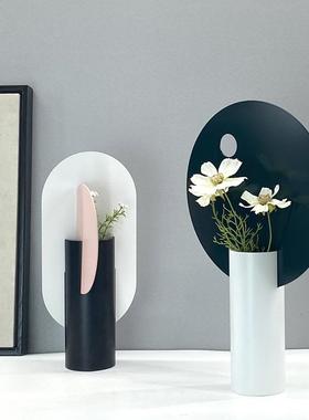 北欧现代创意几何花瓶插花花器金色粉绿色摆件软装饰品餐桌样板房