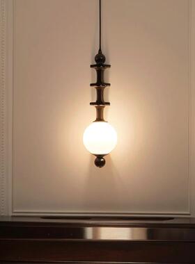 CASA卧室床头小吊灯侘寂风中古法式复古实木设计师餐厅吧台吊线灯