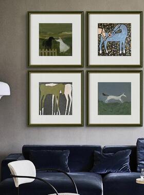 实木绿色小清新装饰画客厅餐厅以梦为马挂画儿童房原木风北欧壁画