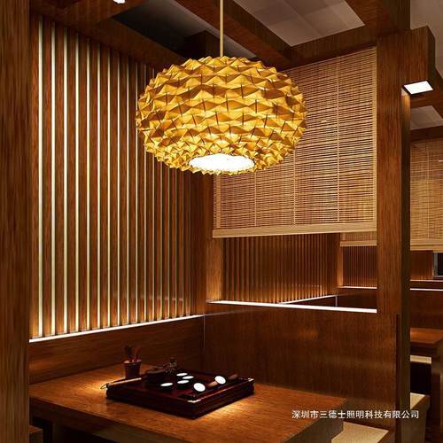 新中式吊灯东南亚藤编创意藤艺餐厅火锅店饭店民宿灯罩菠萝吊灯