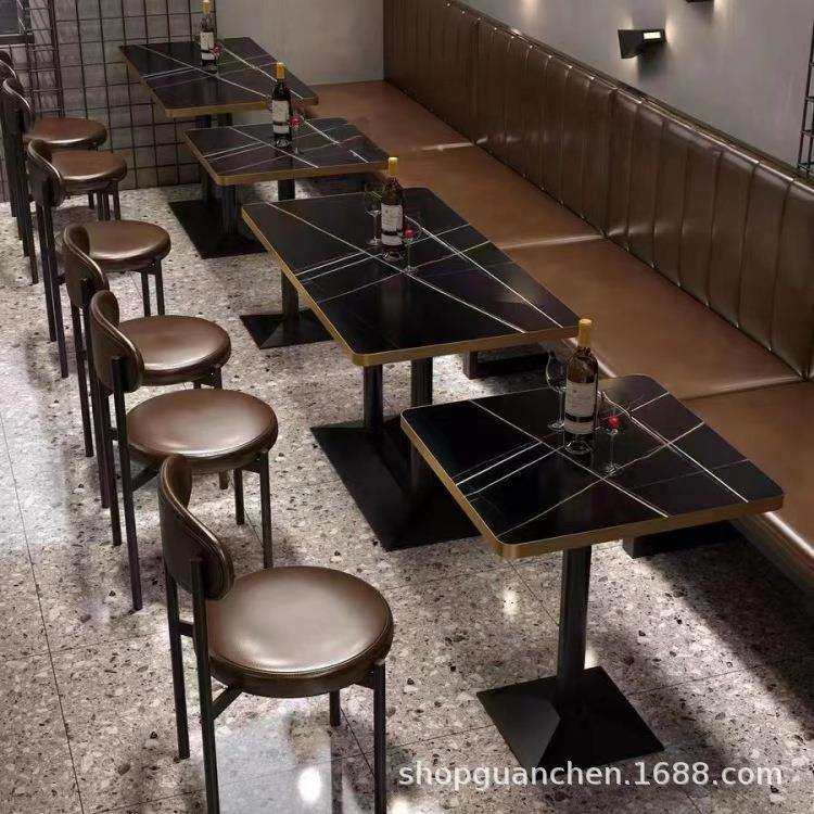 酒吧清吧铁艺卡座桌椅组合酒馆餐饮咖啡厅现代简约小吃奶茶店沙发
