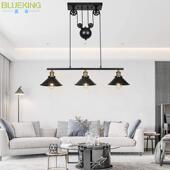 美式 复古升降餐厅吊灯客厅创意照明灯具灯饰中山灯泡螺口 灯lamp