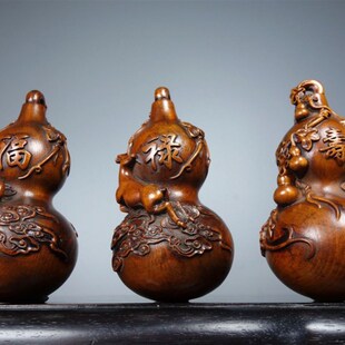 古玩古董杂项黄杨木雕刻茶叶铲摆件转运木器老货福禄寿老物件