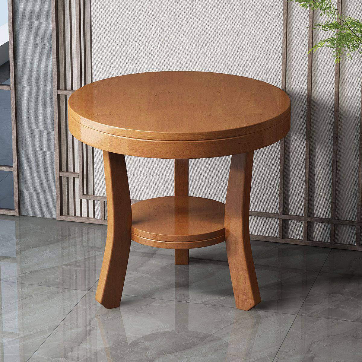 中式圆形茶几桌|全实木橡胶木|E0级漆丨可煮茶休闲茶桌其他客厅