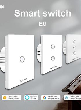 现货matter欧规智能玻璃面板开关86触摸窗帘开关WiFi手机远程控制