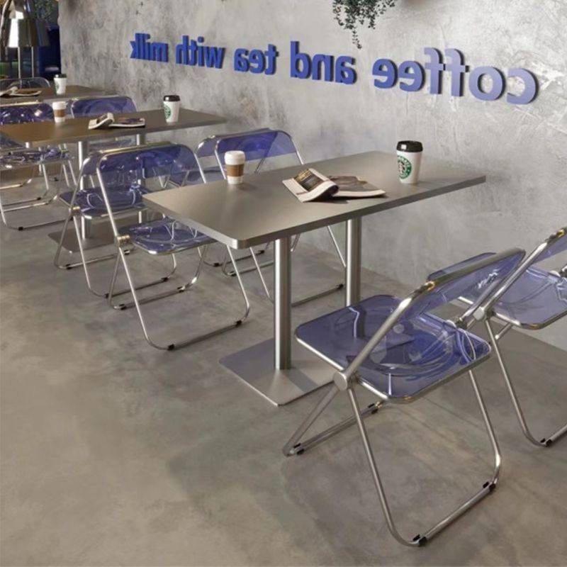 新款工业风咖啡厅不锈钢桌椅组合商用网红奶茶甜品小吃店折叠椅子,住宅家具,不锈钢/PVC餐桌,淘宝优惠券,粉丝福利购,淘宝优惠卷