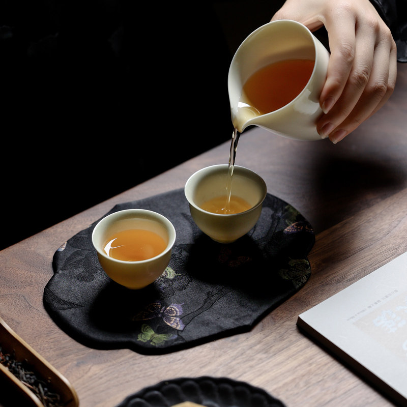 中式香云纱莲花壶承垫干泡茶台垫防烫隔热布艺小茶席茶道茶具配件