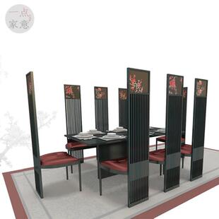 中式实木高背椅酒店主题餐厅餐椅大堂玄关形象椅复古软