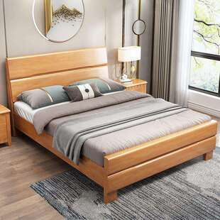 实木床1.2米单人床1.35m小户型简易床儿童床储物高箱床1.5气压床