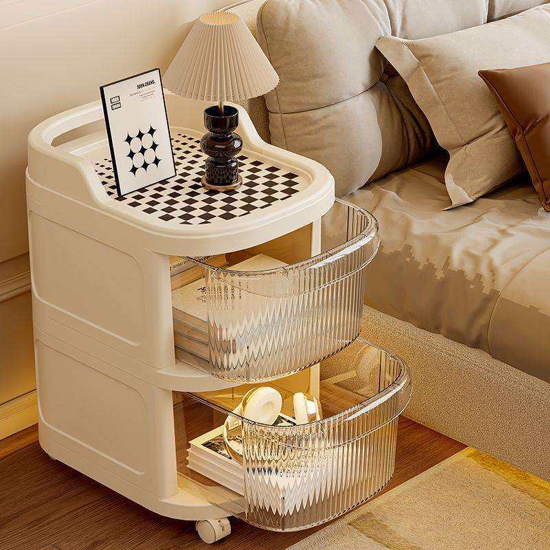 贝凯床头柜移动化妆台带轮收纳出租房简易床边柜子浴室落地置物架