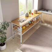 厨房多功能置物架落地多层靠墙一体工作台微波炉收纳边柜备餐桌子