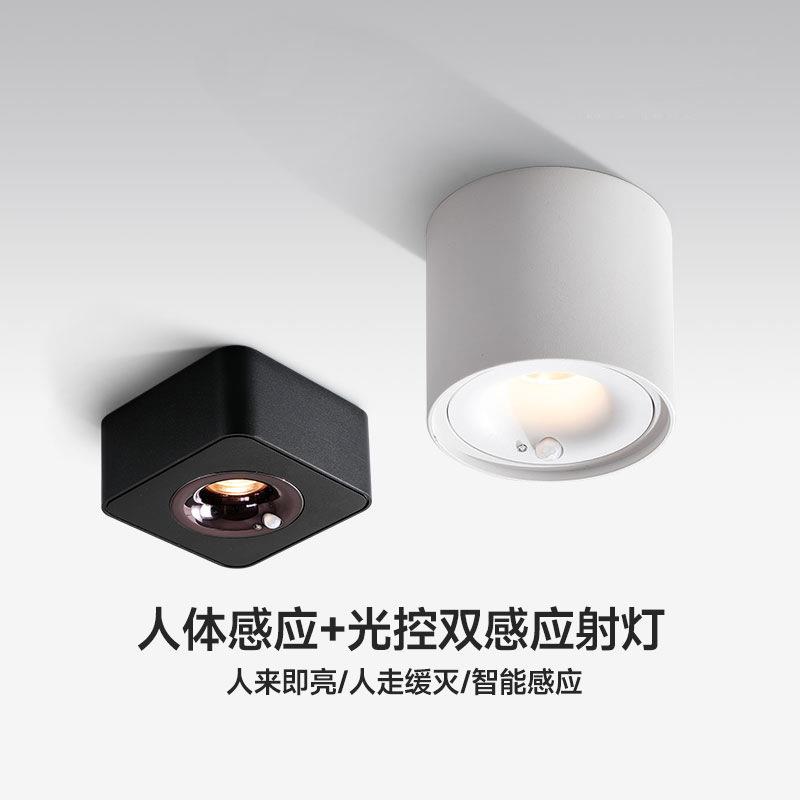 智能人体感应明装筒灯射灯家装玄关过道阳台楼梯走廊二头三头四头