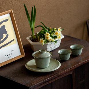 洒金釉汝窑盖碗茶杯家用单个泡茶碗汝瓷三才盖碗陶瓷茶具泡茶碗