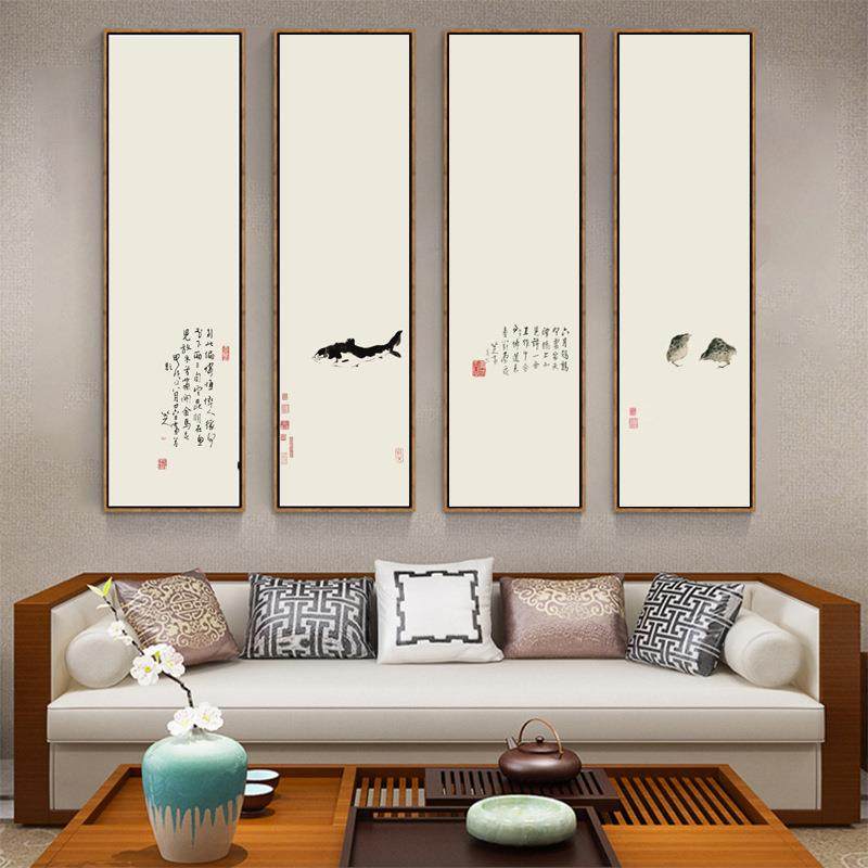 年年有余 新中式禅意茶楼挂画水墨鱼装饰画客厅国画沙发背景壁画,鲜花速递/花卉仿真/绿植园艺,割草机/草坪机,淘宝优惠券,粉丝福利购,淘宝优惠卷