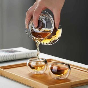 防烫玻璃盖碗过滤茶壶茶杯套装红茶泡茶器茶碗一人茶具单壶手抓壶