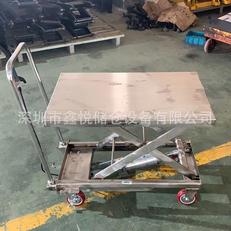 不锈钢手动平台车 304材质手推车移动液压模具升降机