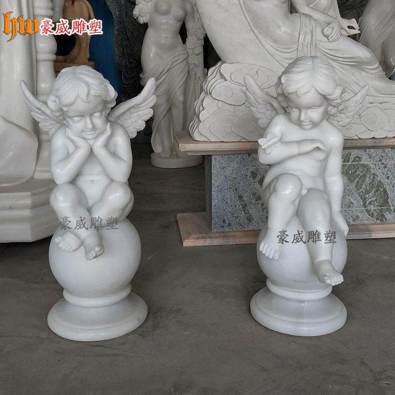 大理石雕刻石雕人物欧式小天使丘比特雕汉白玉西方人物摆件