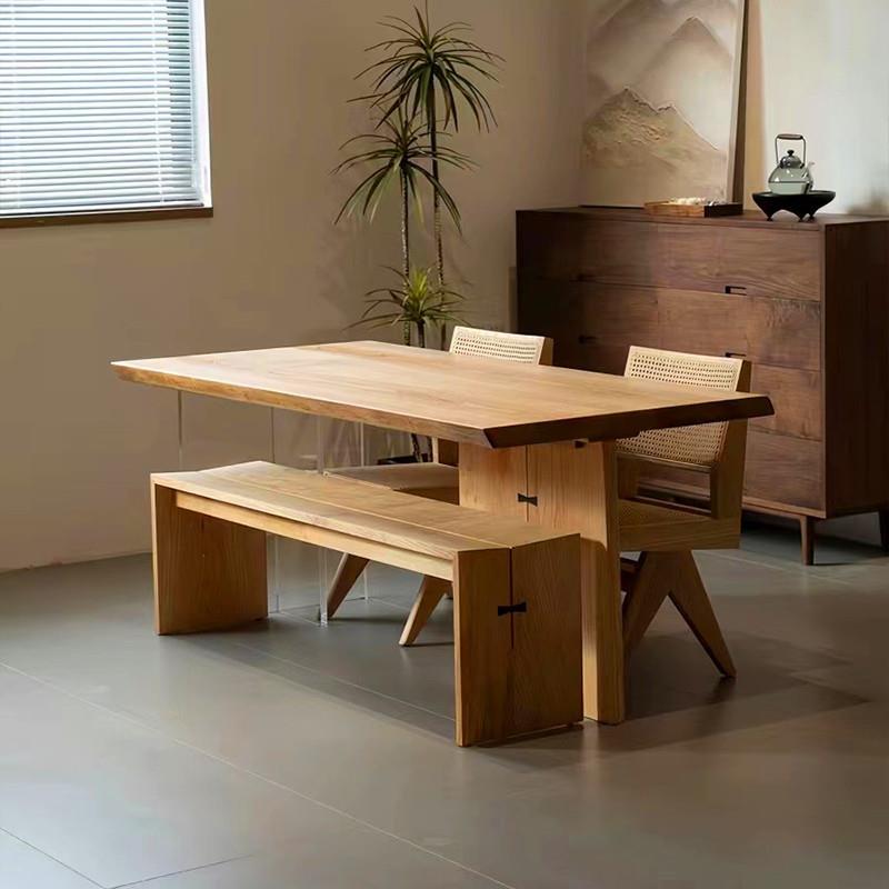 原木桌椅组合办公家用悬浮餐桌全实木工作台大板桌实木餐桌