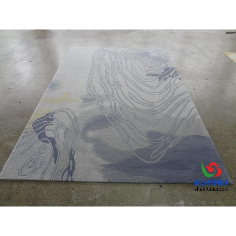 新中式抽象水墨画样板房客厅茶几沙发地毯餐厅书房大厅办公室满铺