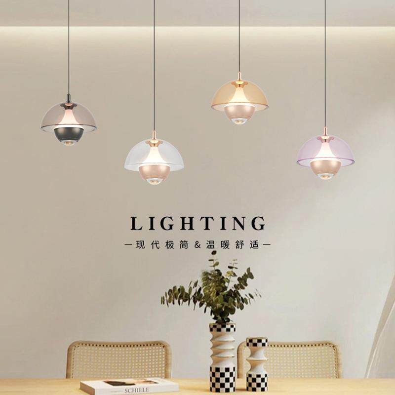 可自由升降手扫吊灯餐厅高级感简约风现代吊线吊灯卧室床头圆形灯