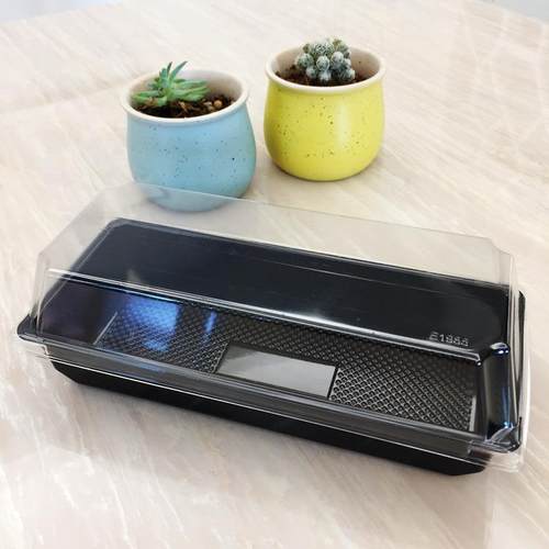 E1985长方形长条 黑色吸塑纸塑西点面包糕点三明治烘焙包装打包盒