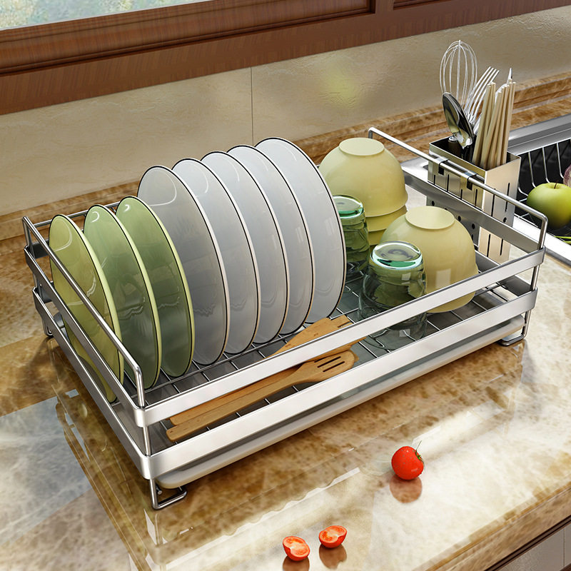台面沥水碗碟架304不锈钢厨房置物架晾放碗筷盘餐具用品收纳架子