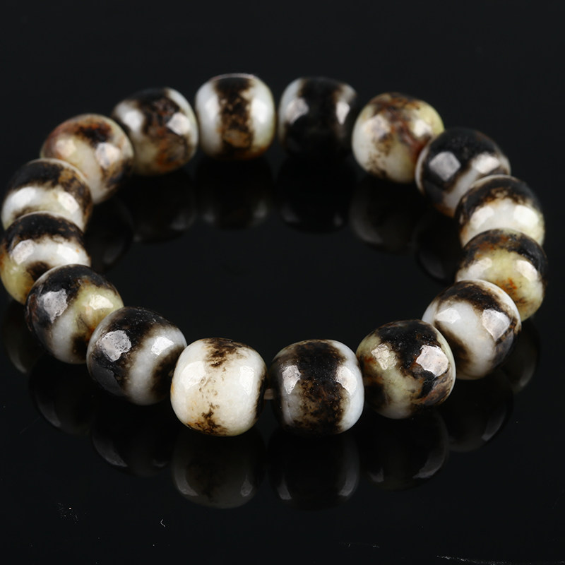 欧说珠宝和田玉老玉霸气70.42克13.5mm桶珠单圈设计感招财平安