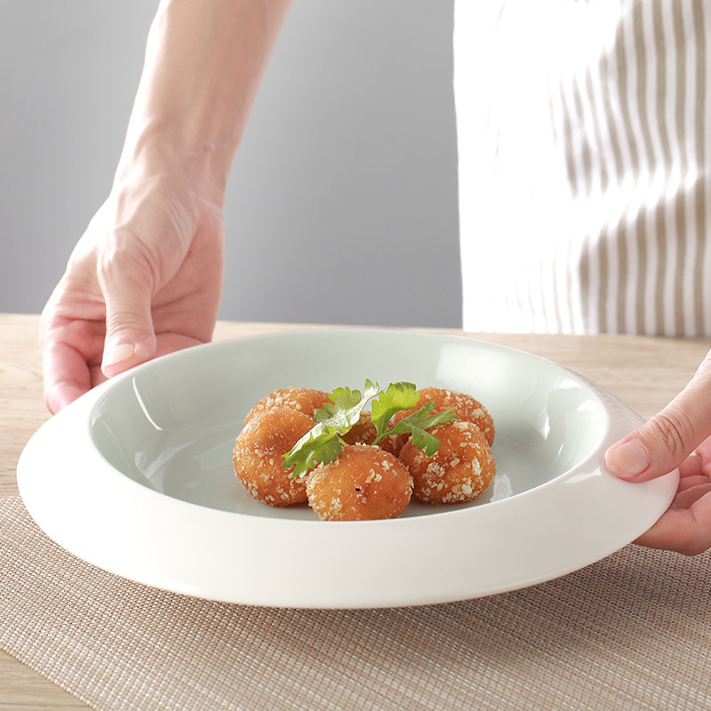 天上人间 陶瓷家用蒸水蛋盘鲍鱼菜盘 酒店饭店餐具创意菜盘窝汤盘
