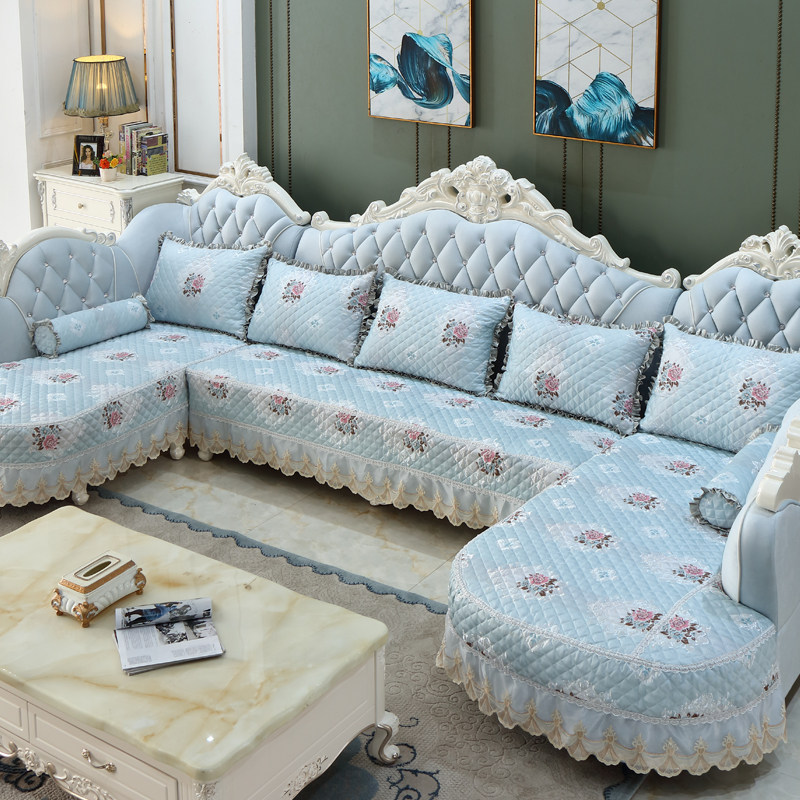 欧式U型布艺沙发垫定做L型全包四季通用防滑坐垫毛绒沙发罩套巾