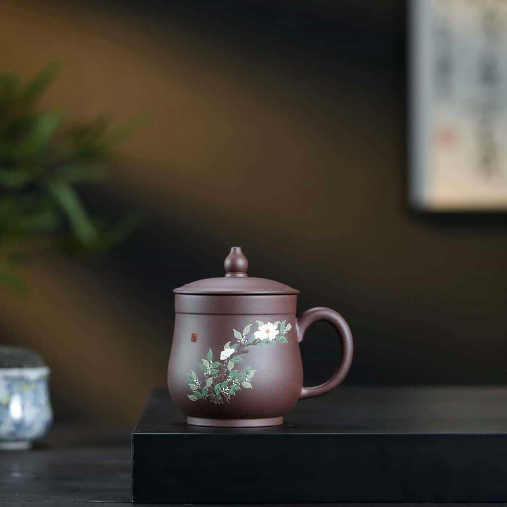 茶具纯手工泡茶杯紫砂杯办公杯全手工大容量主人杯高档家用竹节杯