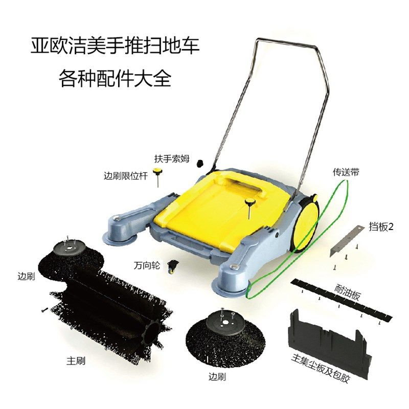 亚欧洁美手推式扫地清扫车JM-920 980工业扫地机器人原装配件大全