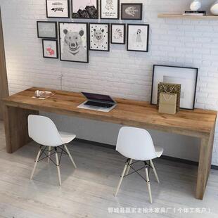 老榆木桌子双人书桌家用复古办公电脑长桌子简约靠墙长条吧台