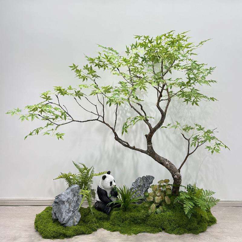 仿真绿枫树鸡爪槭枯山水盆景假树落地摆件茶室室内绿植造景装饰图片