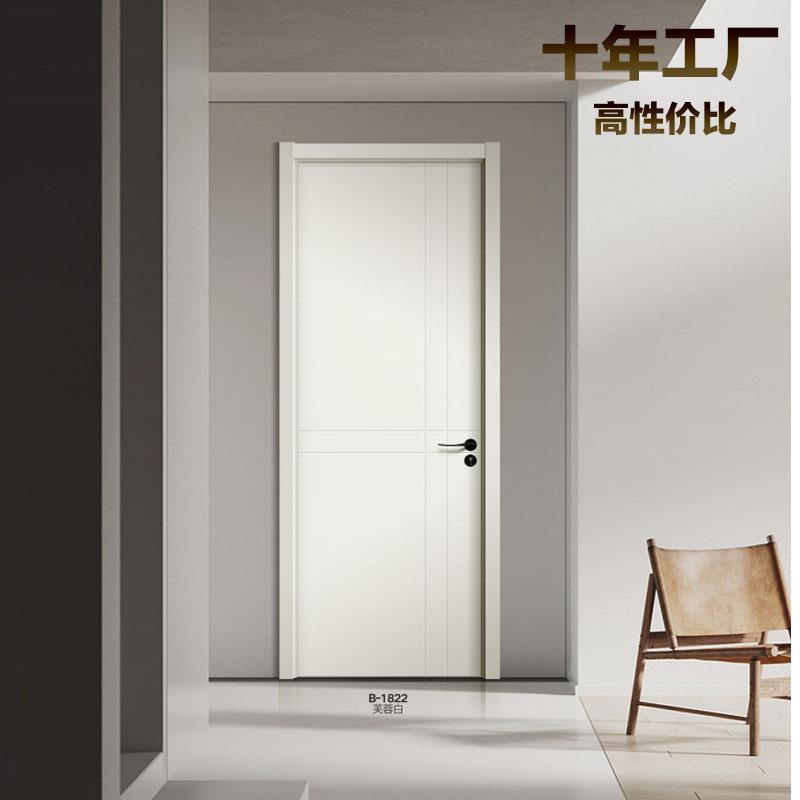 白色房门简约家用免漆木门室内实木复合门套装门隔音卧室门