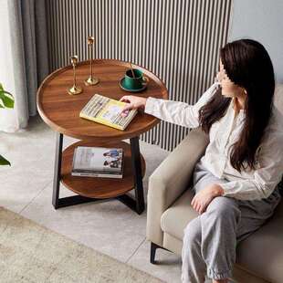 轻奢北欧简约现代化茶几客厅圆形沙发迷你边几创意阳台休闲小茶几