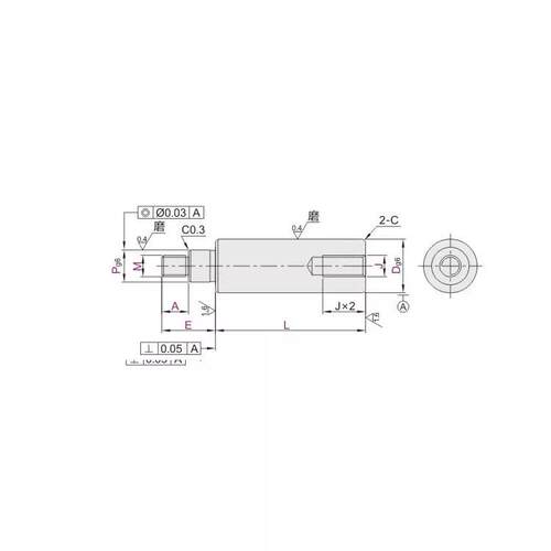 导向轴 一端台阶外螺纹一端内螺纹 g6 SHR01 SHR06 SHR02 SHR07