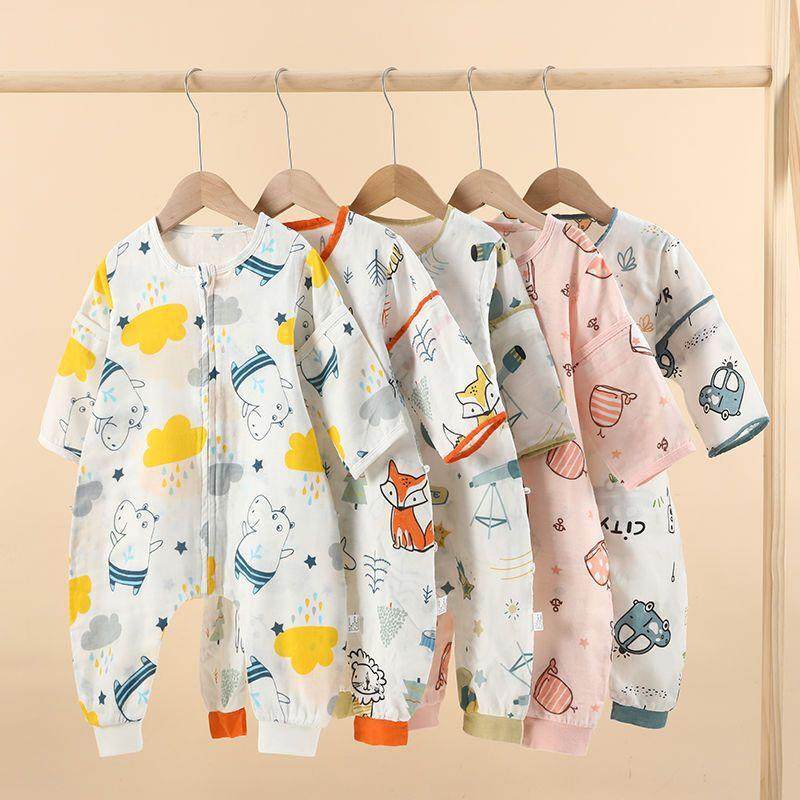 睡袋儿童婴儿纱布夏款二四六层薄棉宝宝分腿春秋防惊跳四季通用热